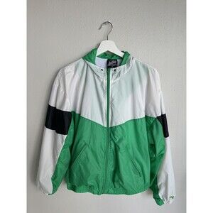 VINTAGE 80s 90s colorblock Eastbay Green White Sports Windbreaker Jacket